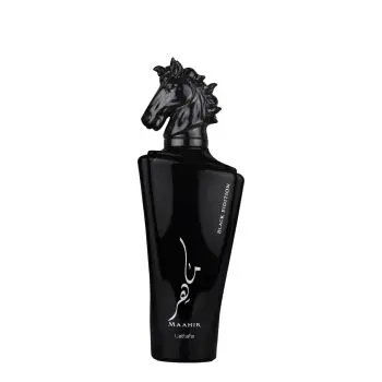 Perfume inspirado en Maahir Black Edition de Lattafa